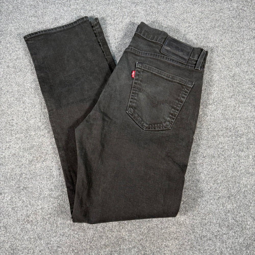 Levis Premium 514 Straight Fit Jeans Mens 33x32 Black Faded Denim #4323